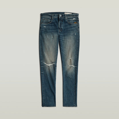 3301 slim fit jeans en denim greencast con detalle de desgastado y costuras de refuerzo.