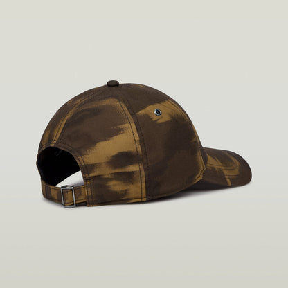 G-STAR Originals baseball cap in brown camo design, featuring an adjustable clip closure.