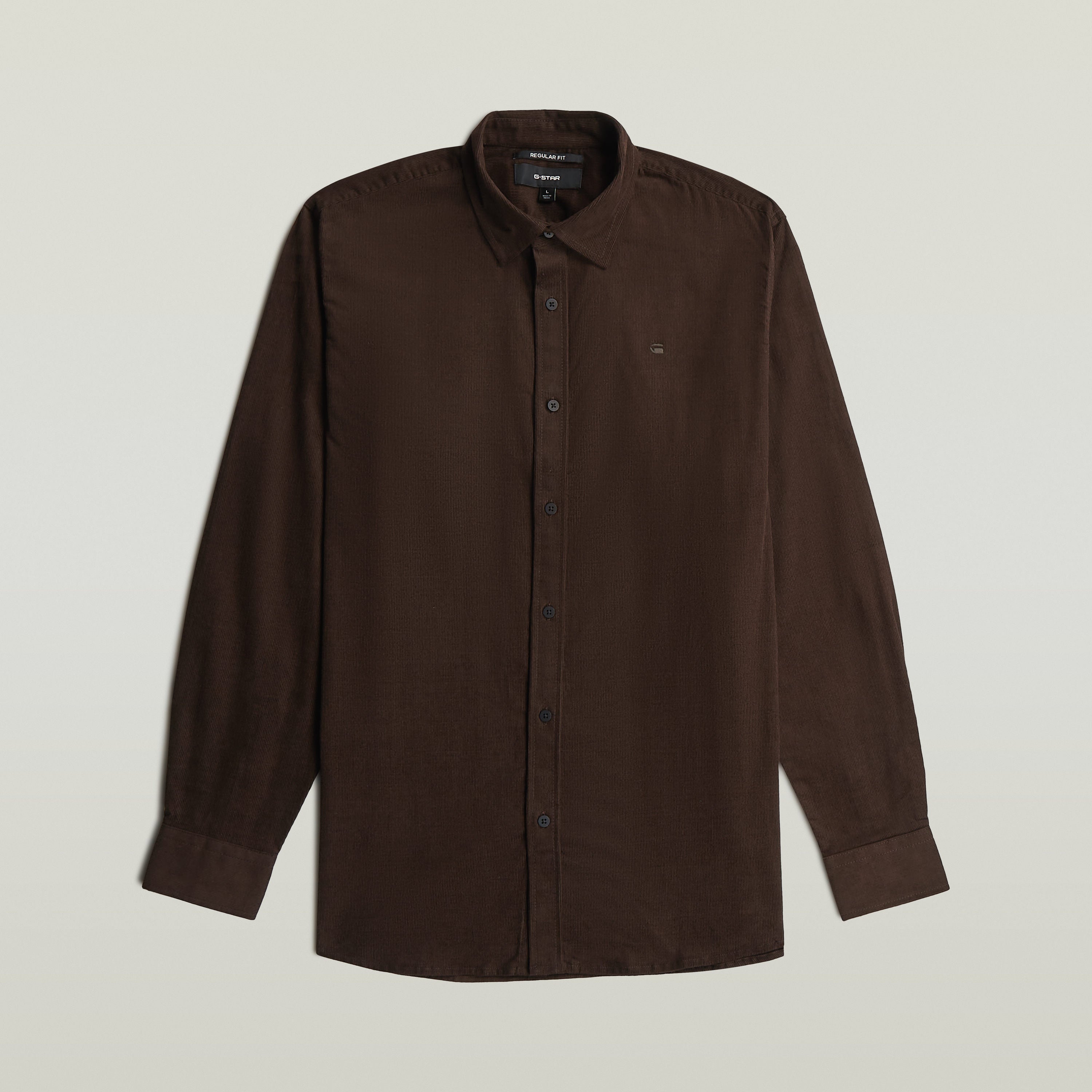 Clean Regular Shirt in dark brown color, showcasing a classic regular fit button-up shirt design with button closure.