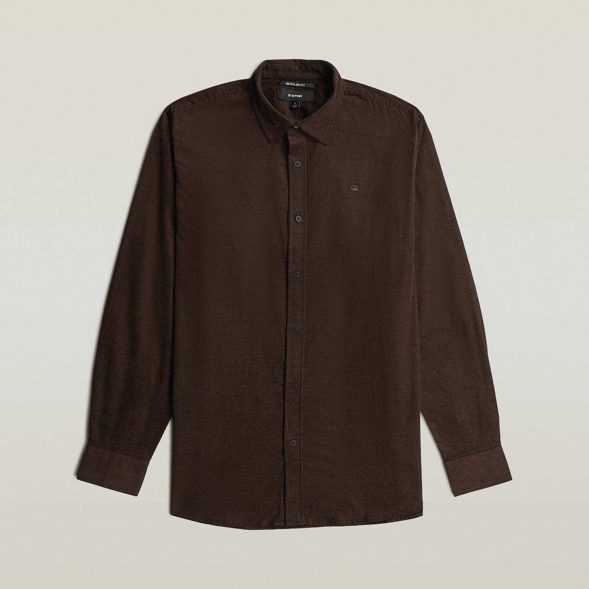 Clean Regular Shirt in dark brown color, showcasing a classic regular fit button-up shirt design with button closure.