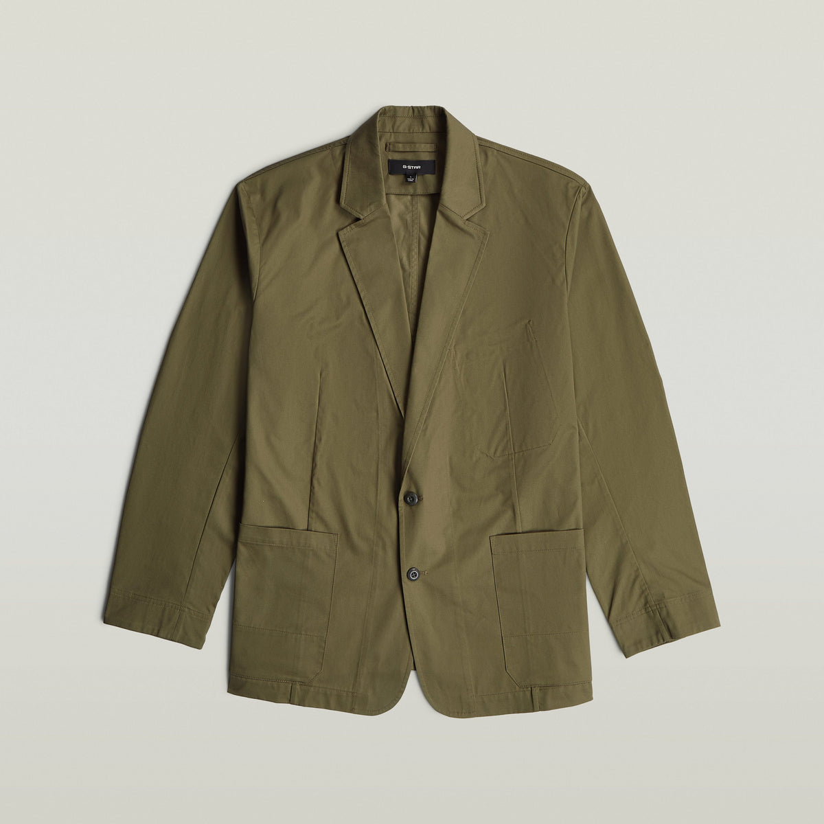Sport blazer for versatile style in a classic olive green design with button closure and pockets.