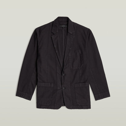 Casual sport blazer in black with a relaxed fit, notched collar, and button closure for a classic look.