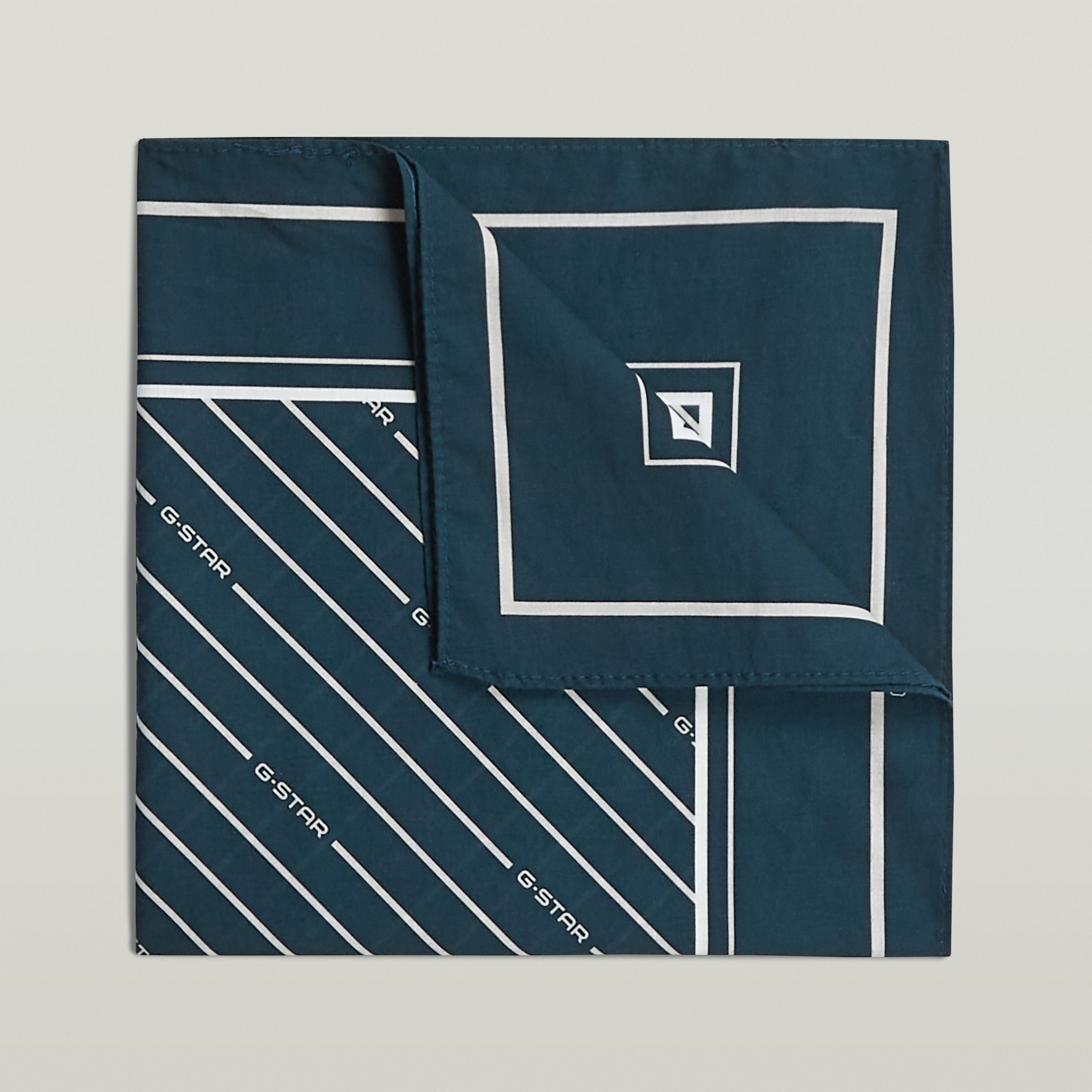 Geometric bandana scarf with a stylish geometric design and clean edges for a polished look.