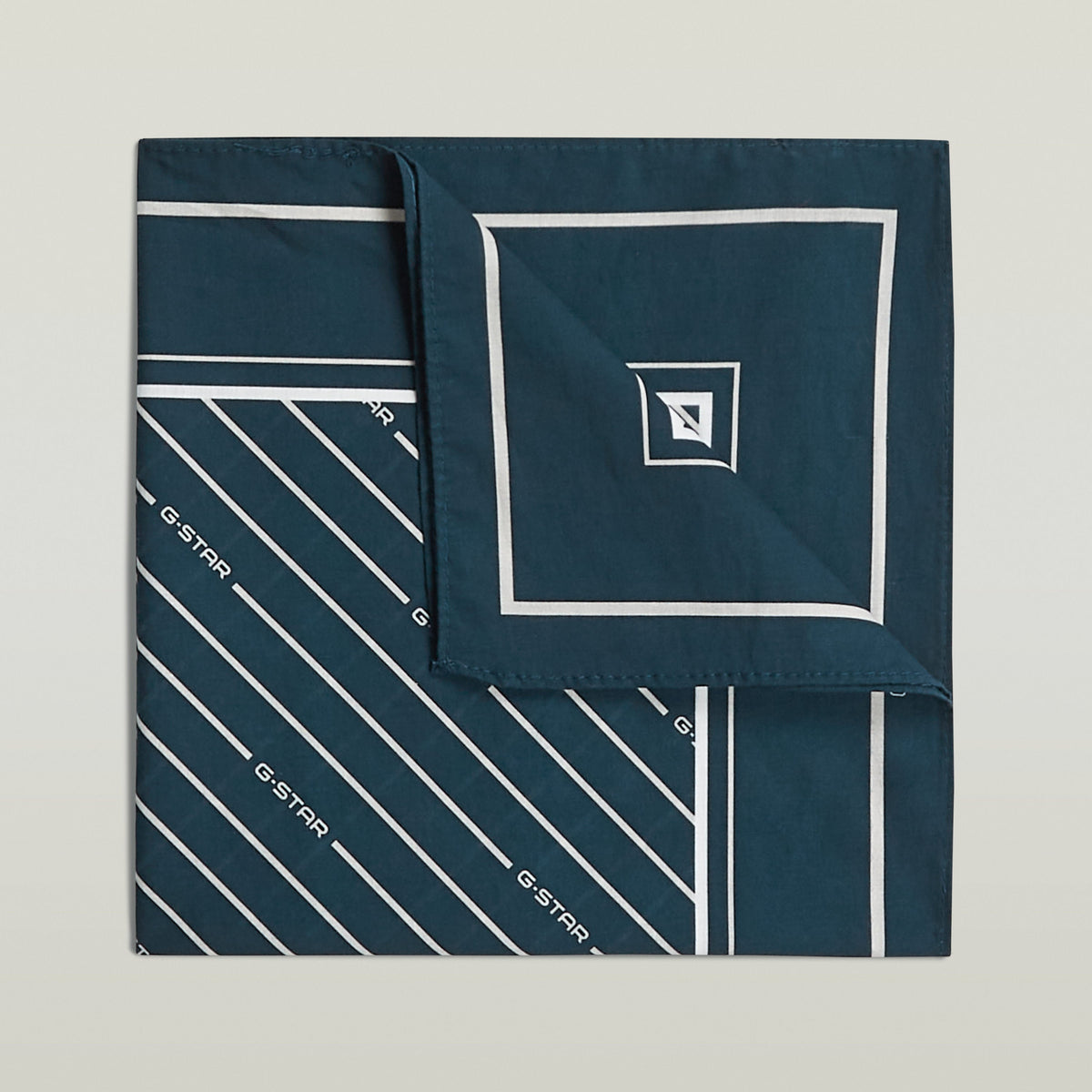 Geometric bandana scarf with a stylish geometric design and clean edges for a polished look.