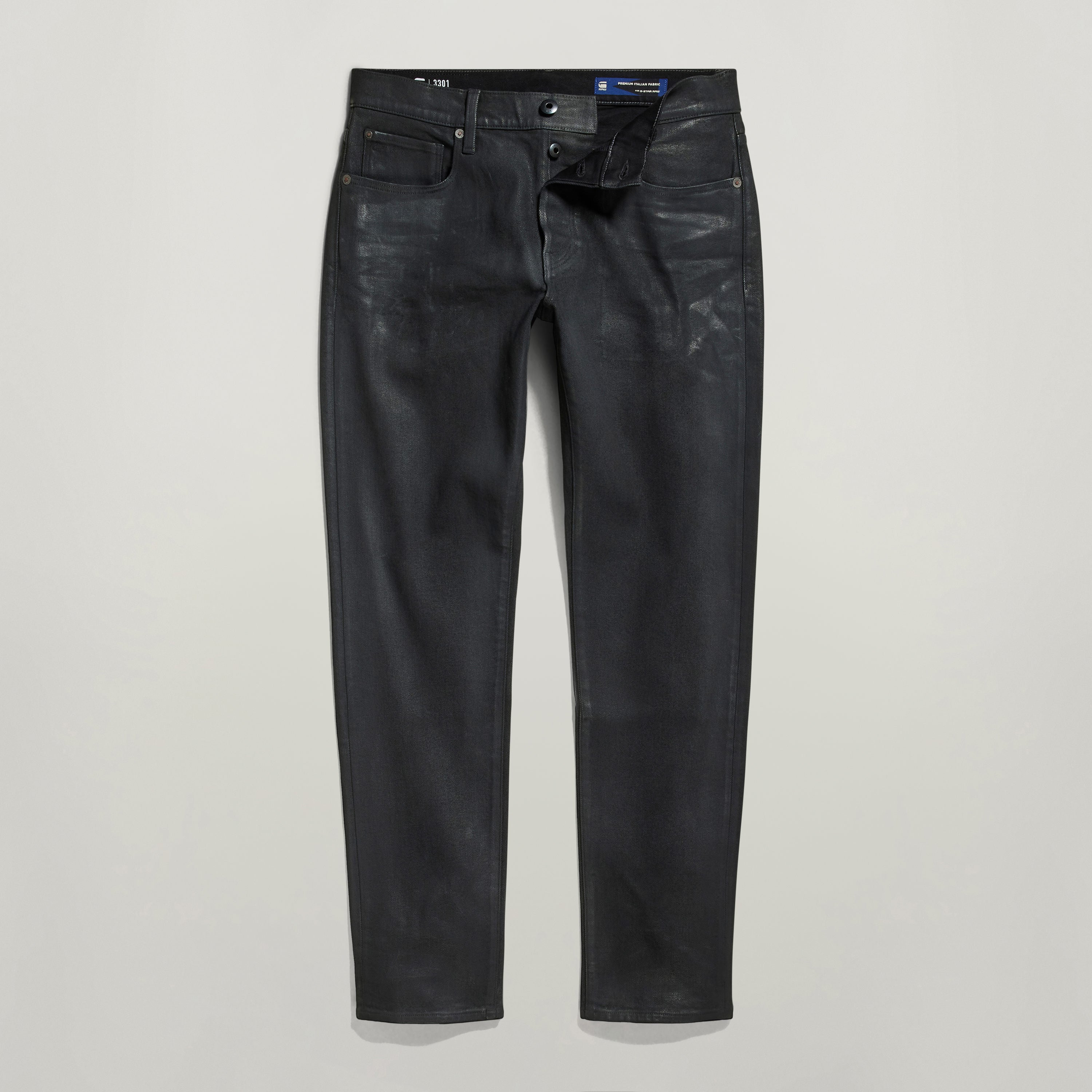 G-Star 3301 slim jeans in black with five-pocket design and medium rise