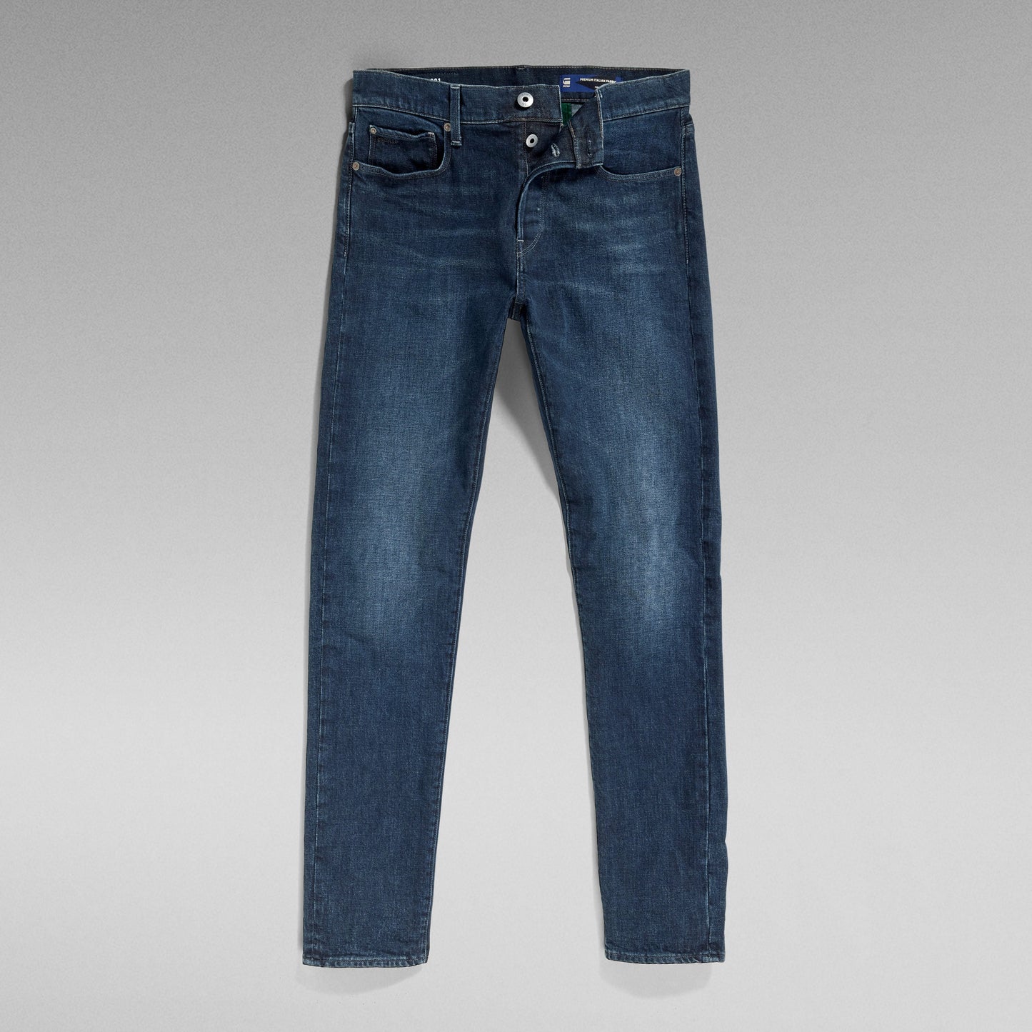 G-Star 3301 slim jeans, denim, five-pocket construction, medium rise, slim fit design.