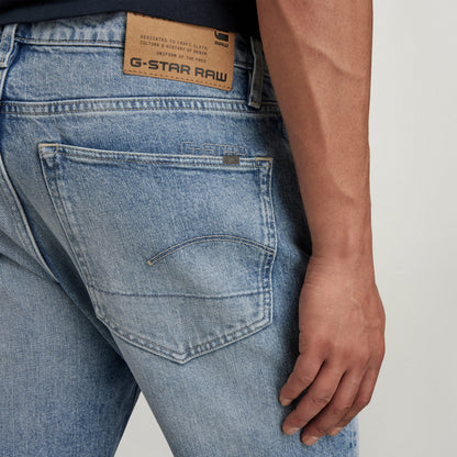 G-Star 3301 slim jeans back view showcasing pocket design and vintage Olympic Blue color.