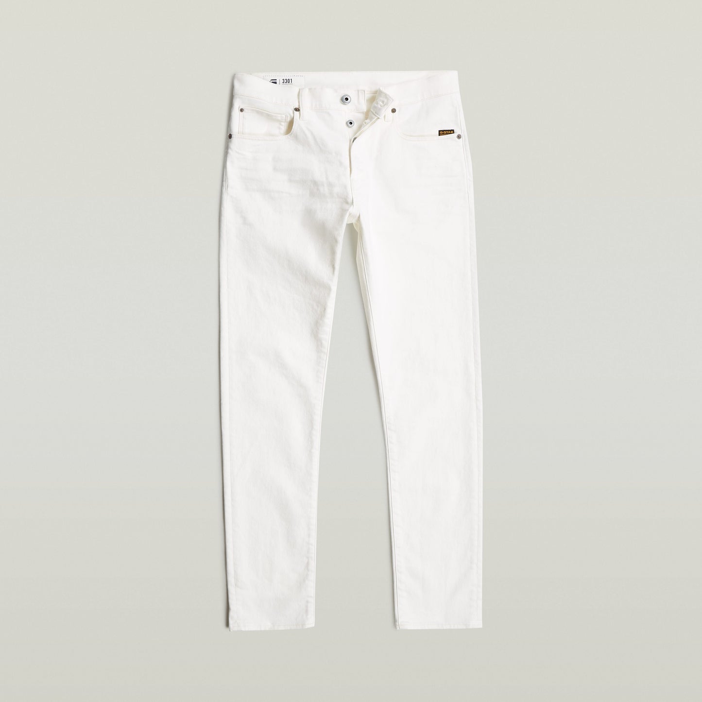 G-Star 3301 Slim jeans en denim blanco con cinco bolsillos y etiqueta G-Star RAW