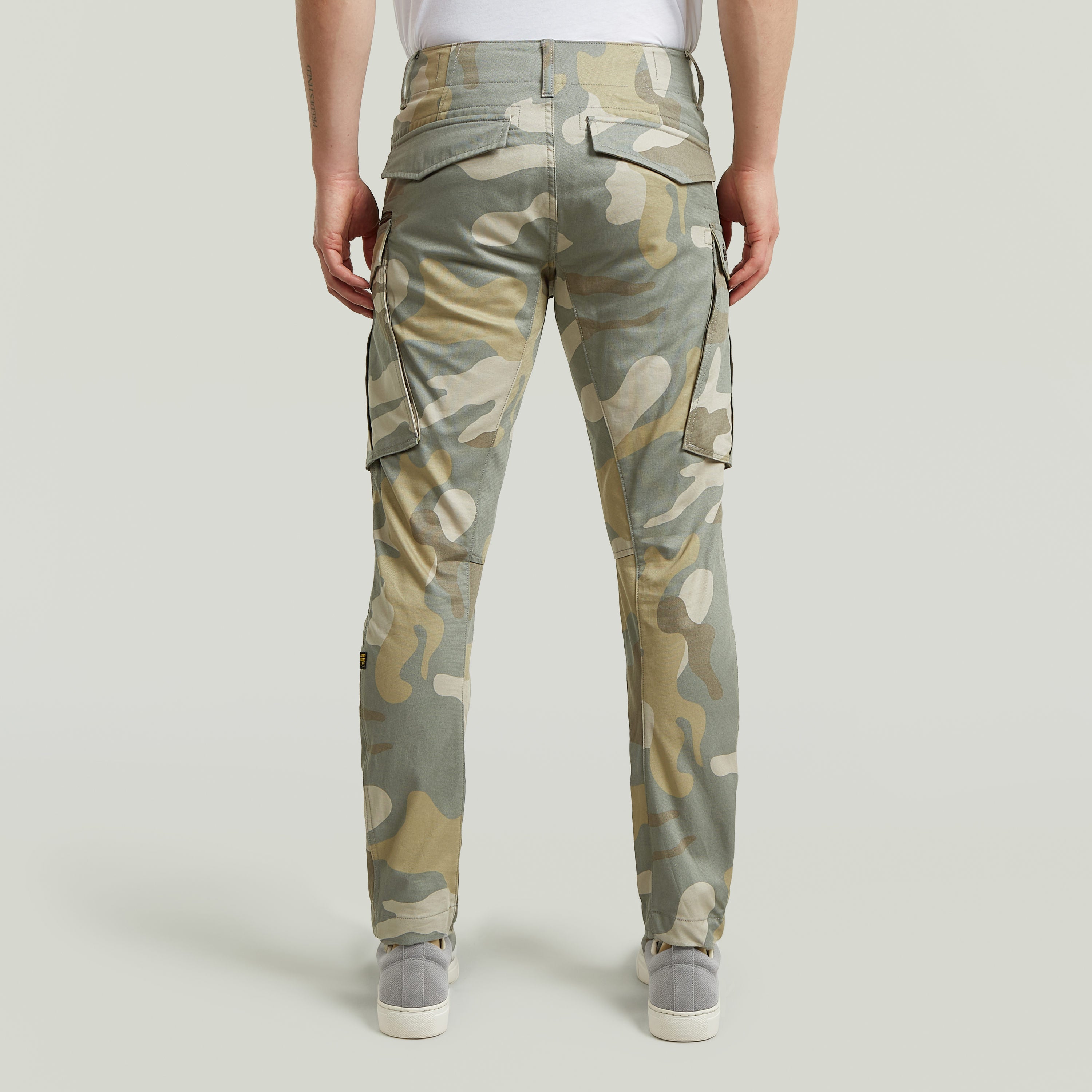 Rovic Zip 3D tapered pants shown from the back, featuring a camouflage design and functional pockets.