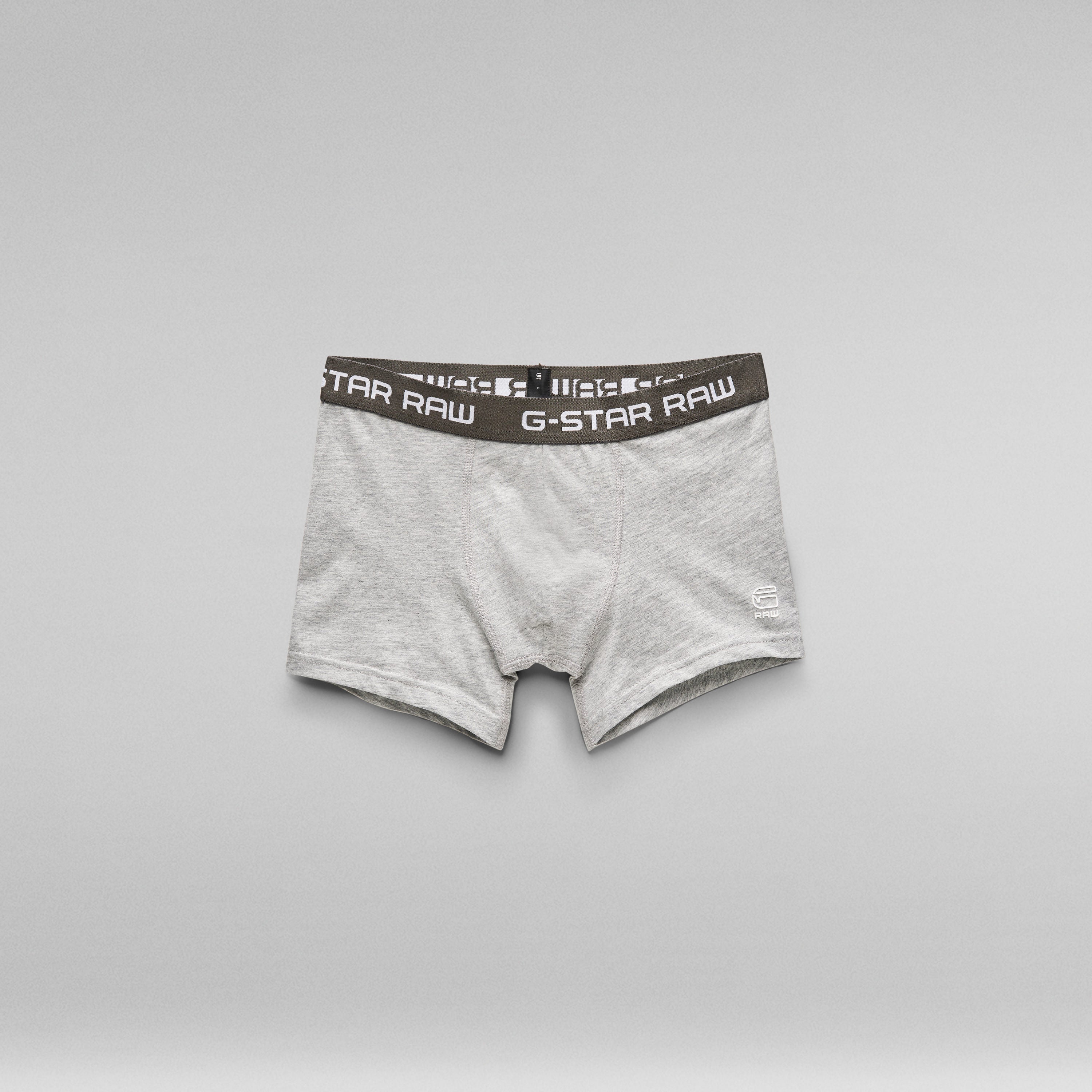 Bóxer clásico G Star en color gris con cinturilla de marca G-Star RAW, parte del paquete de tres clásicos bóxers G Star.