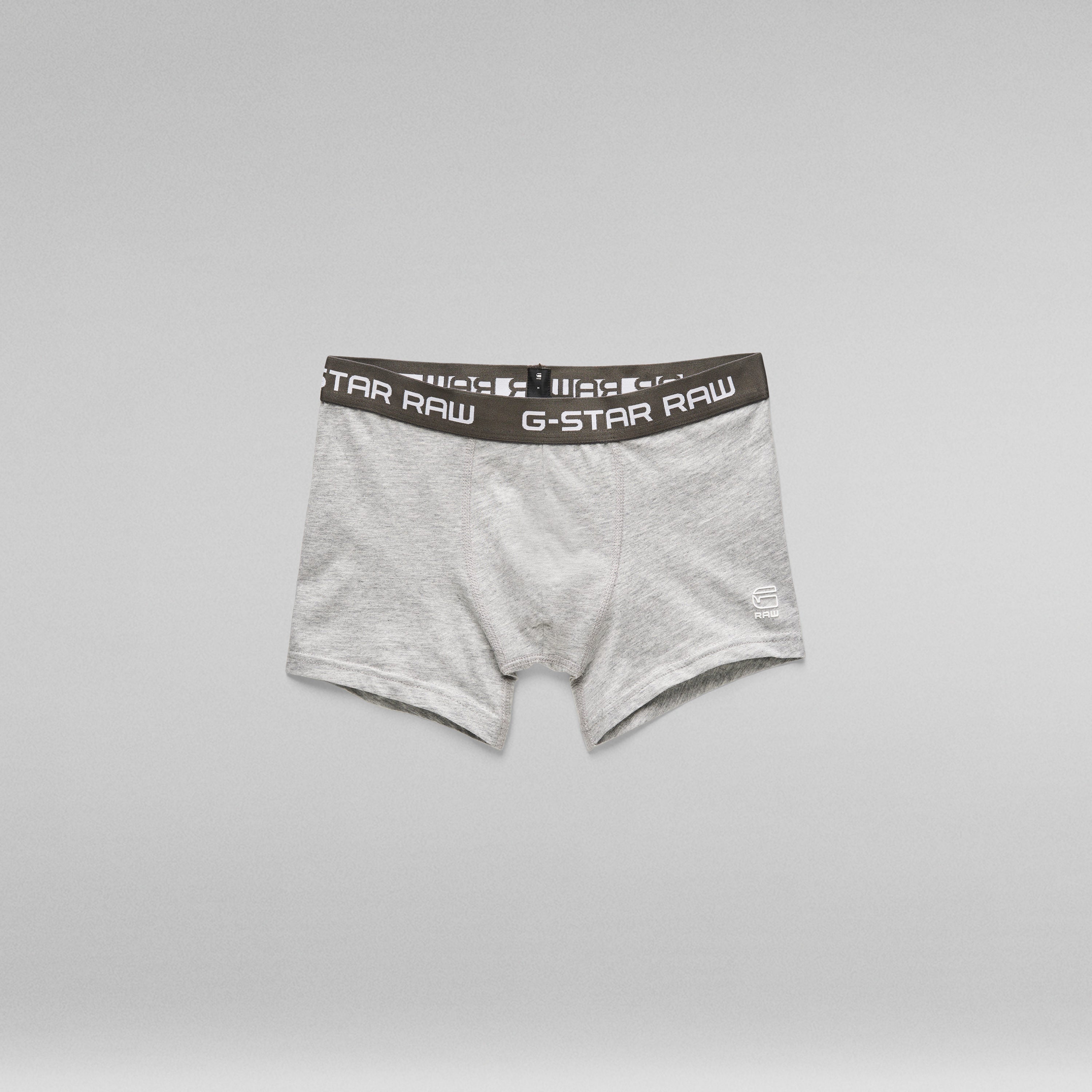 Bóxer clásico G Star en color gris con cinturilla con el logo G-Star RAW, parte del paquete de tres clásicos bóxers G Star.