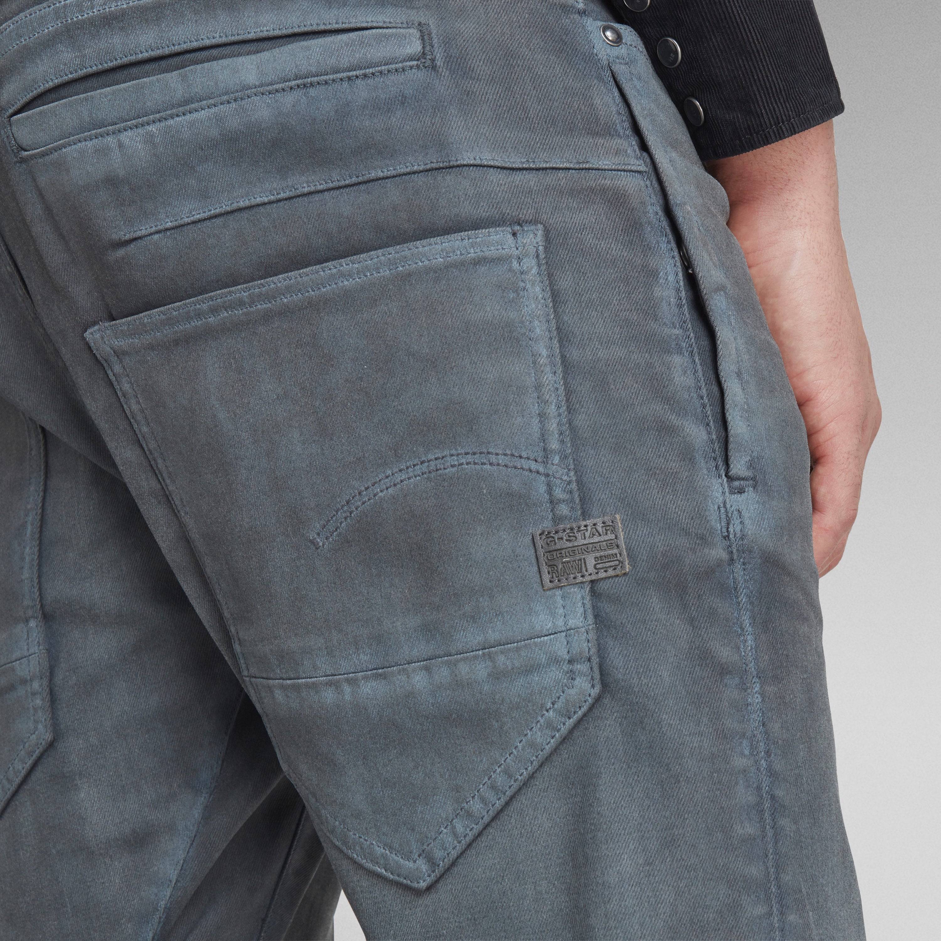 D-Staq slim fit jeans showing back pocket detail and fabric texture, highlighting sustainable design.