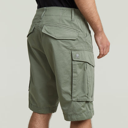 Relaxed fit Rovic zip shorts showcasing multiple pockets and a durable design in green color.