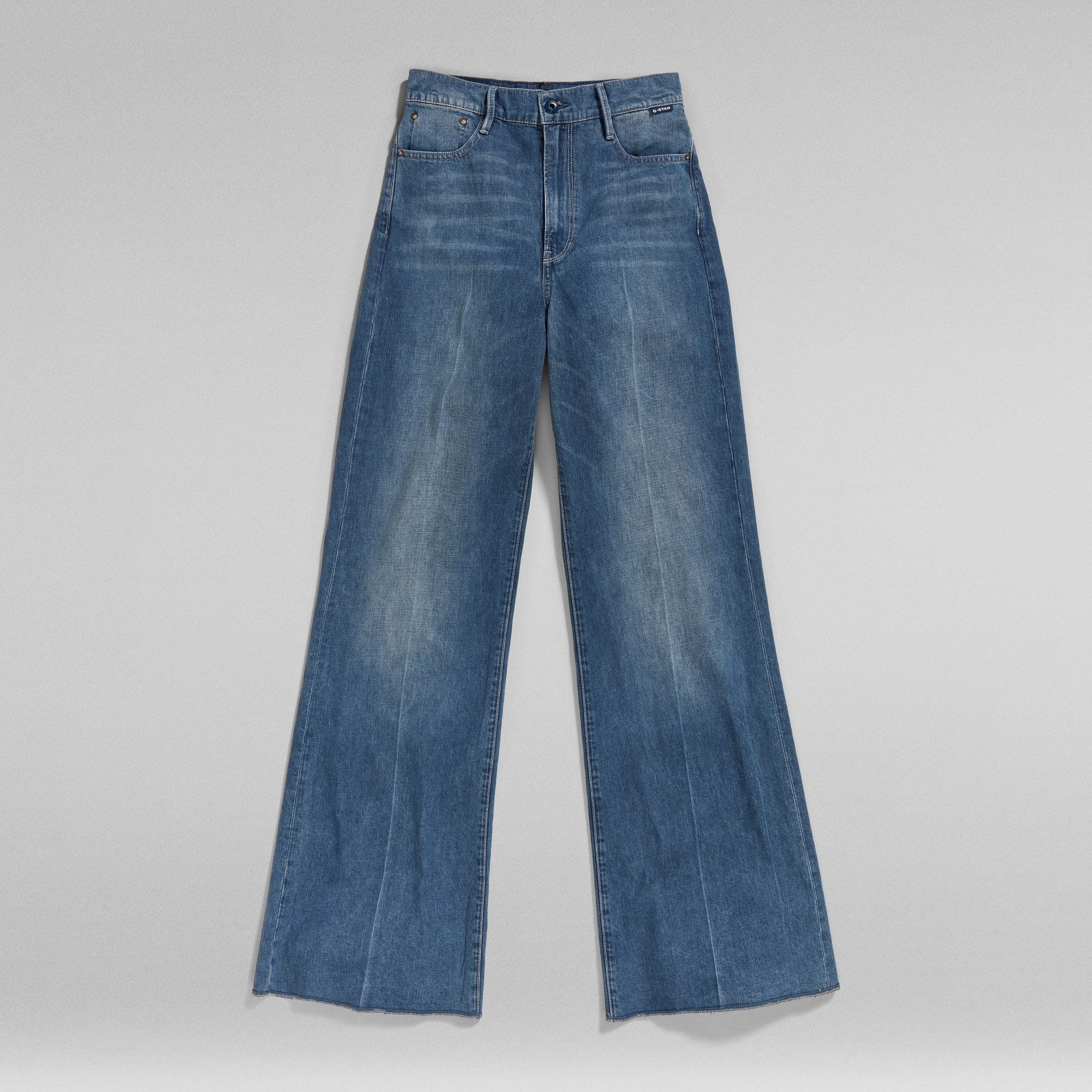 Jeans Deck Ultra High Wide Leg, ultra high wide leg jeans in blue denim with wide legs and high waist design.