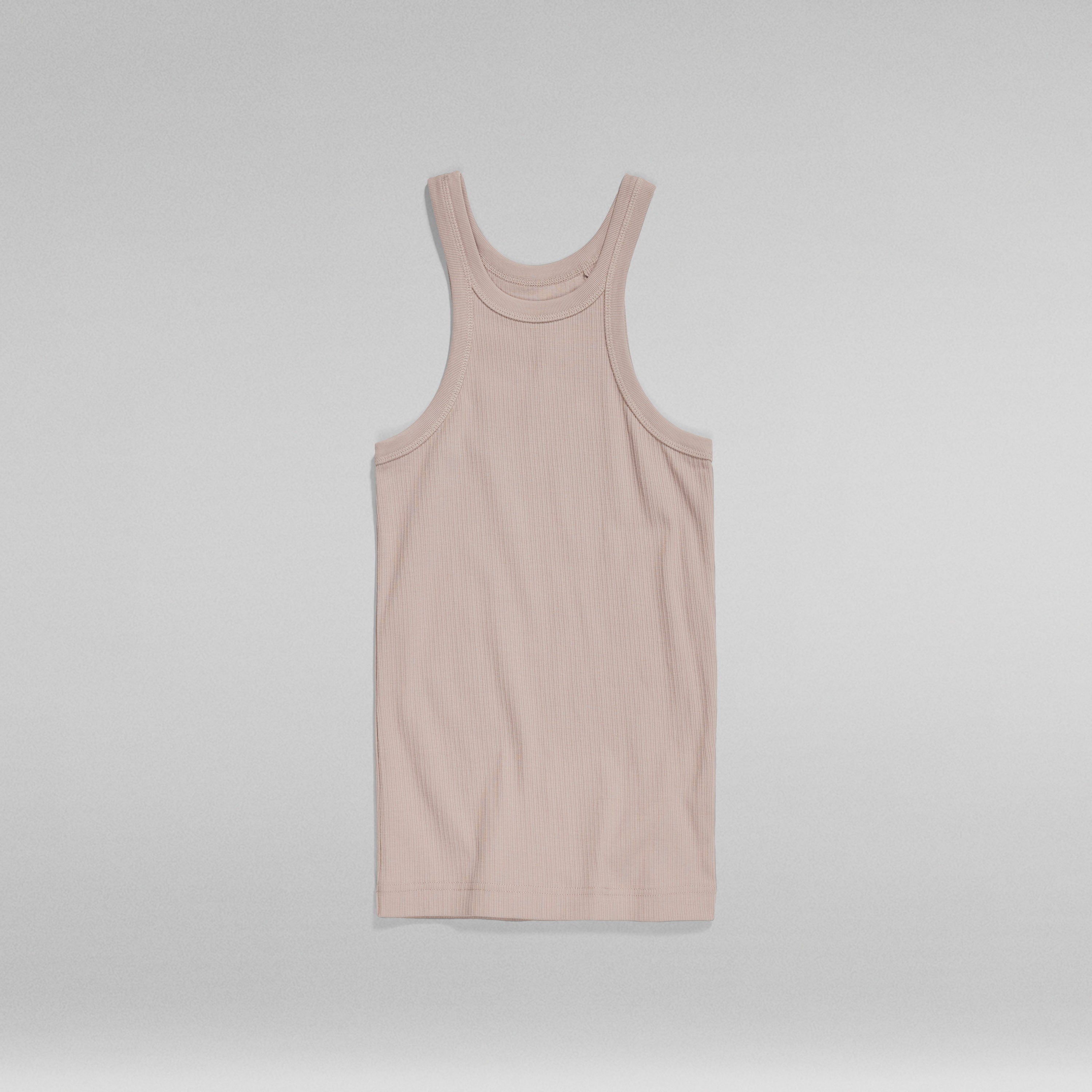 Camiseta Sin Mangas Italian Army Ultra Slim en color rosa claro con diseño de sisa ribeteada y material de algodón.