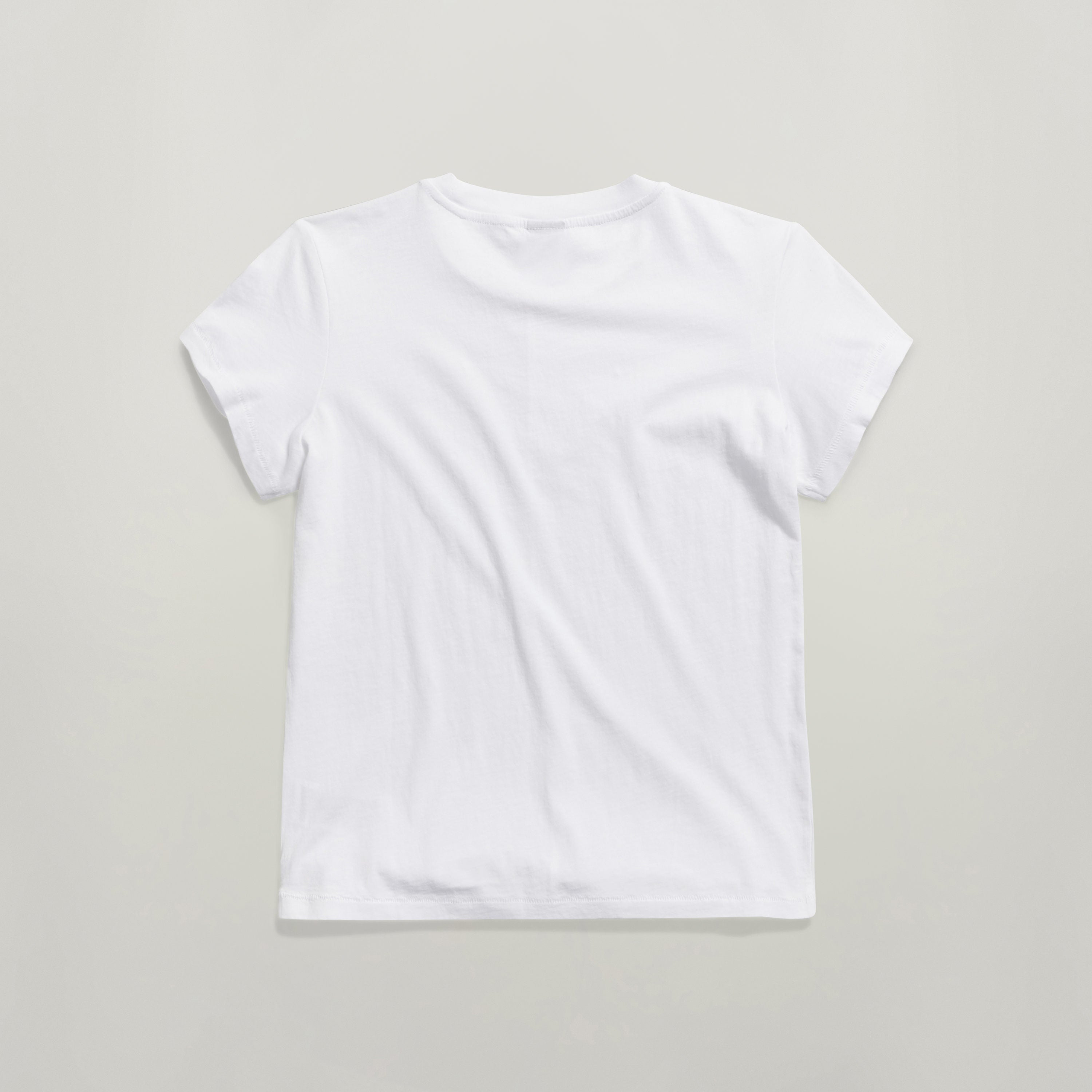 Top Front Seam shirt with embroidery, soft eco-friendly cotton, plain white back view.