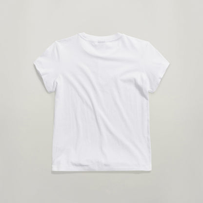 Top Front Seam shirt with embroidery, soft eco-friendly cotton, plain white back view.