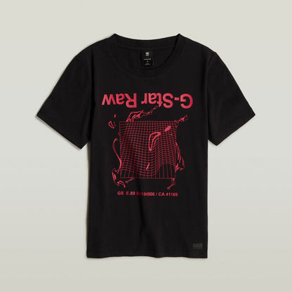 Camiseta gráfica Gstar ecológica con diseño de estampado en color negro y rojo, 100% algodón.