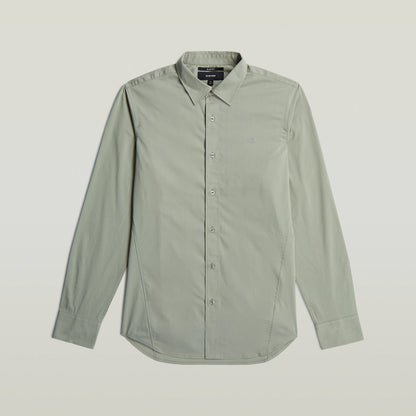Camisa Uniform Slim verde, manga larga, corte ajustado, 69% algodón ecológico, slim fit uniform shirt.