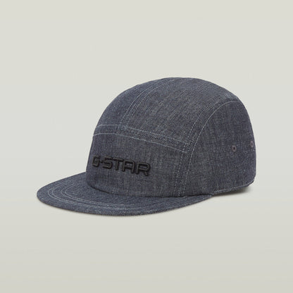 G-Star flat brim 5 panel cap with 3D embroidery, made from sustainable cotton in dark blue color.