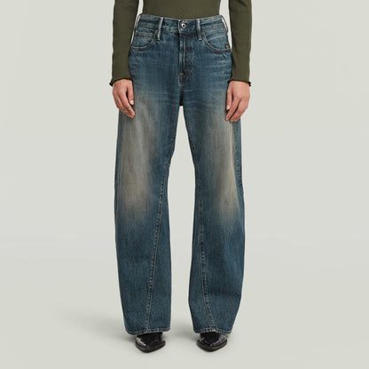 3D wide fit jeans displayed on a model, featuring a relaxed cut and unique 3D construction for improved style and comfort.
