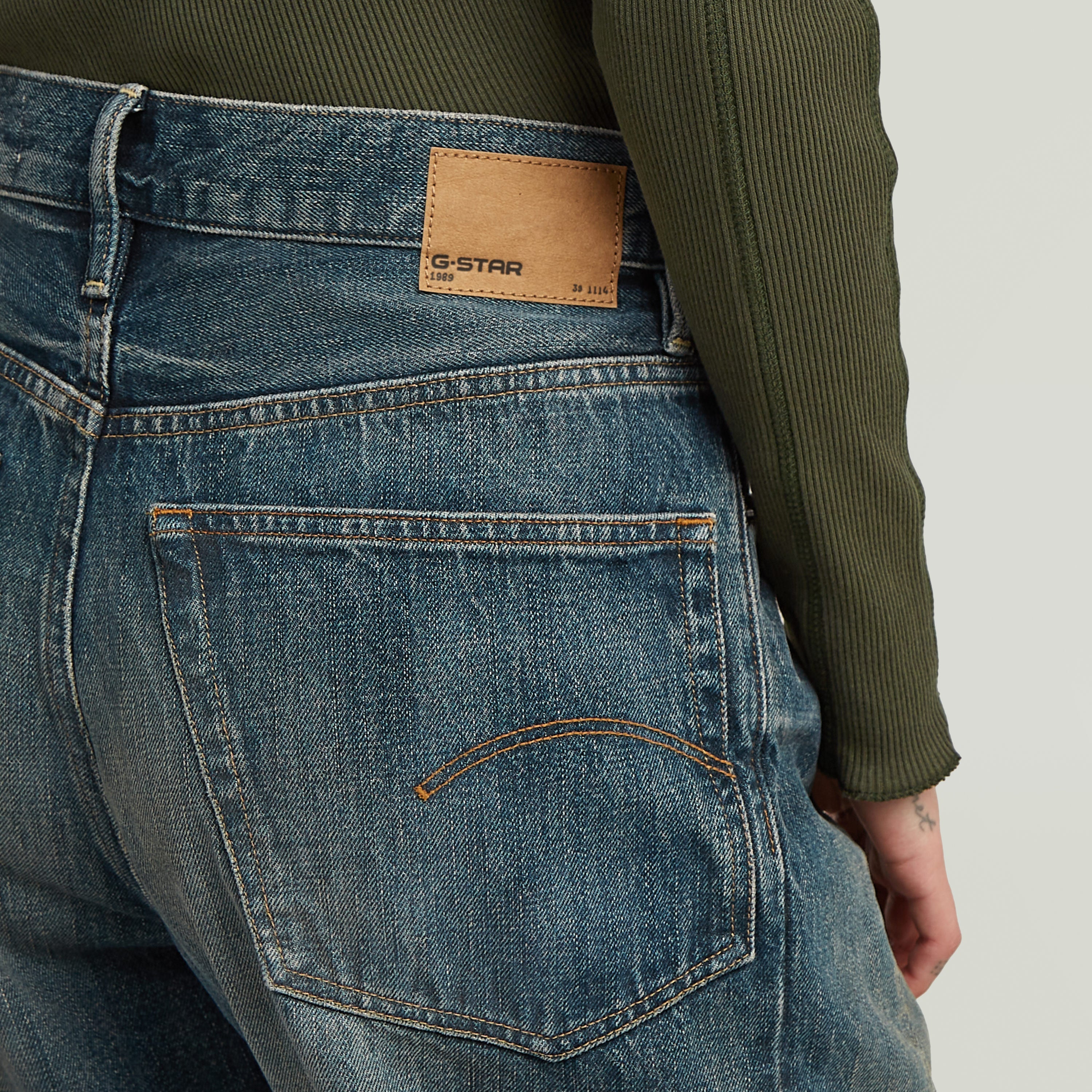 Cierre de la parte trasera de los jeans Contor 3D Wide fit jeans de G-STAR con etiqueta de piel.