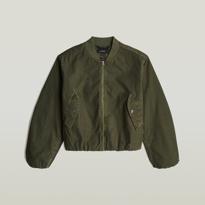 Cazadora De Aviador Padded en color verde, diseño clásico, acolchada con cierre de cremallera, padded bomber jacket.