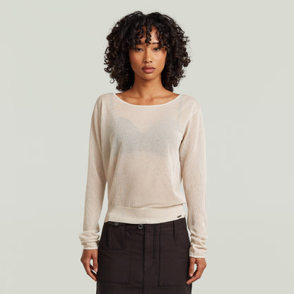 Jersey Sheer Summer El Sheer Summer Knit tiene fit regular, manga larga y un diseño liviano, ideal para usar en capas.