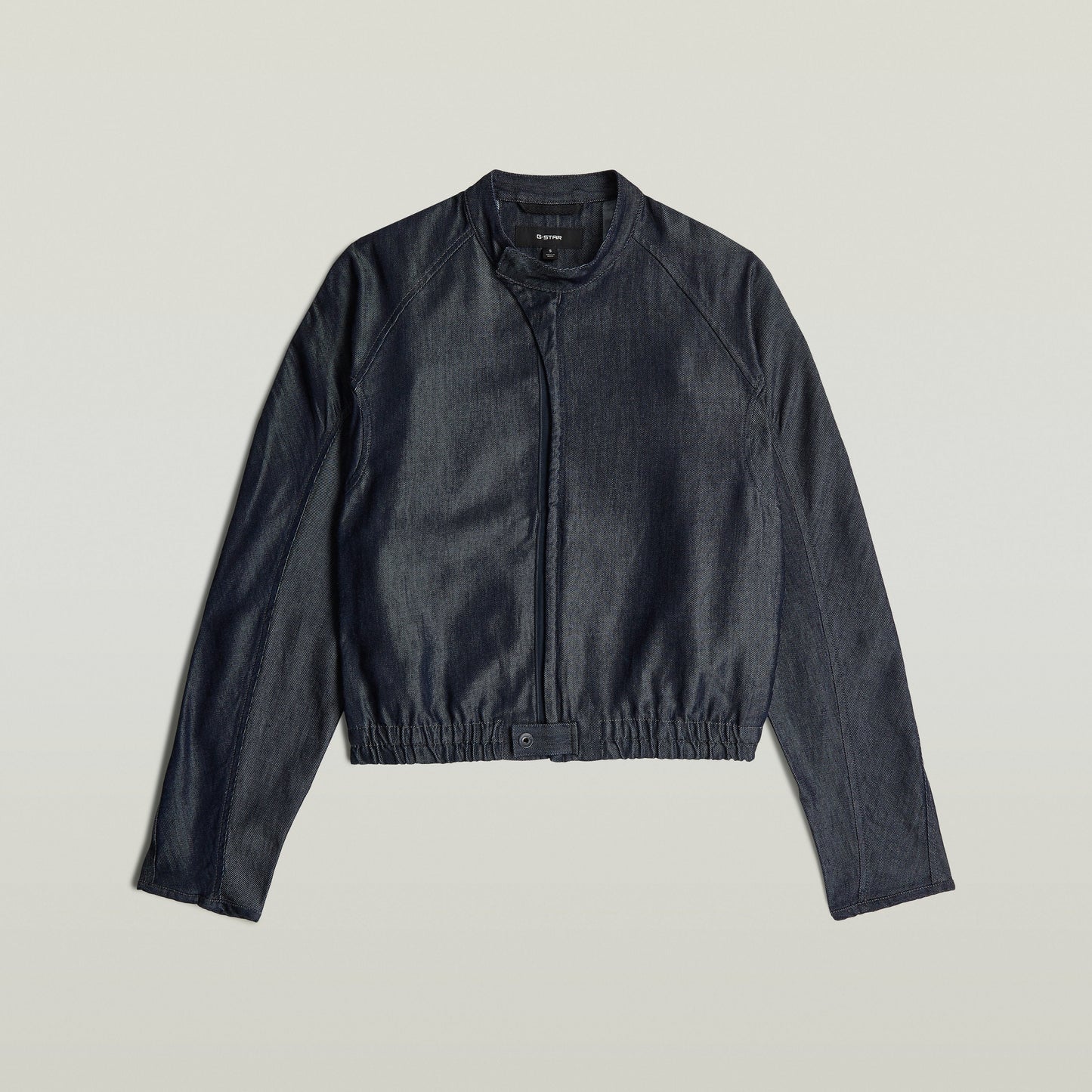Cazadora bomber summer ligera, denim oscuro, 100% Lyocell, cierre de cremallera, lightweight summer bomber jacket.