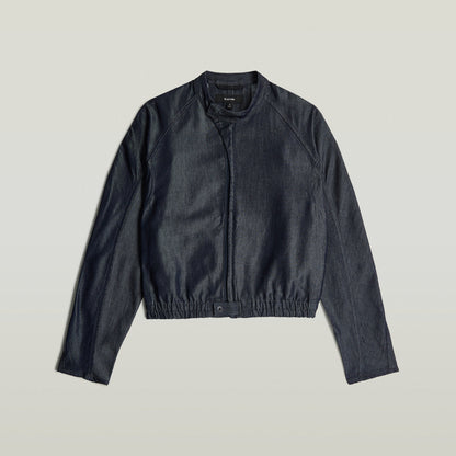 Cazadora bomber summer ligera, denim oscuro, 100% Lyocell, cierre de cremallera, lightweight summer bomber jacket.