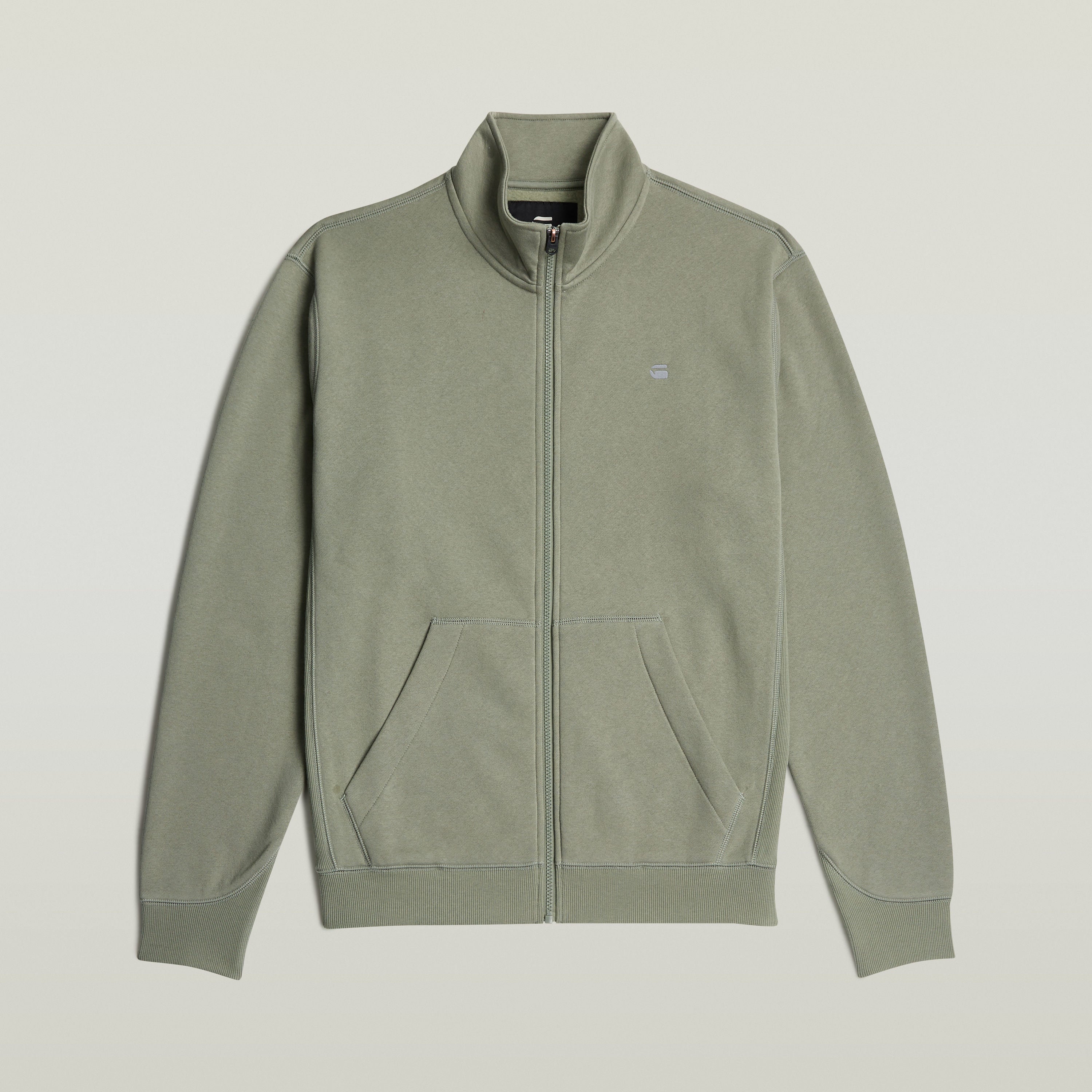 Chaqueta deportiva Premium Core Track de G-Star en color verde con cuello alzado y cierre de cremallera.