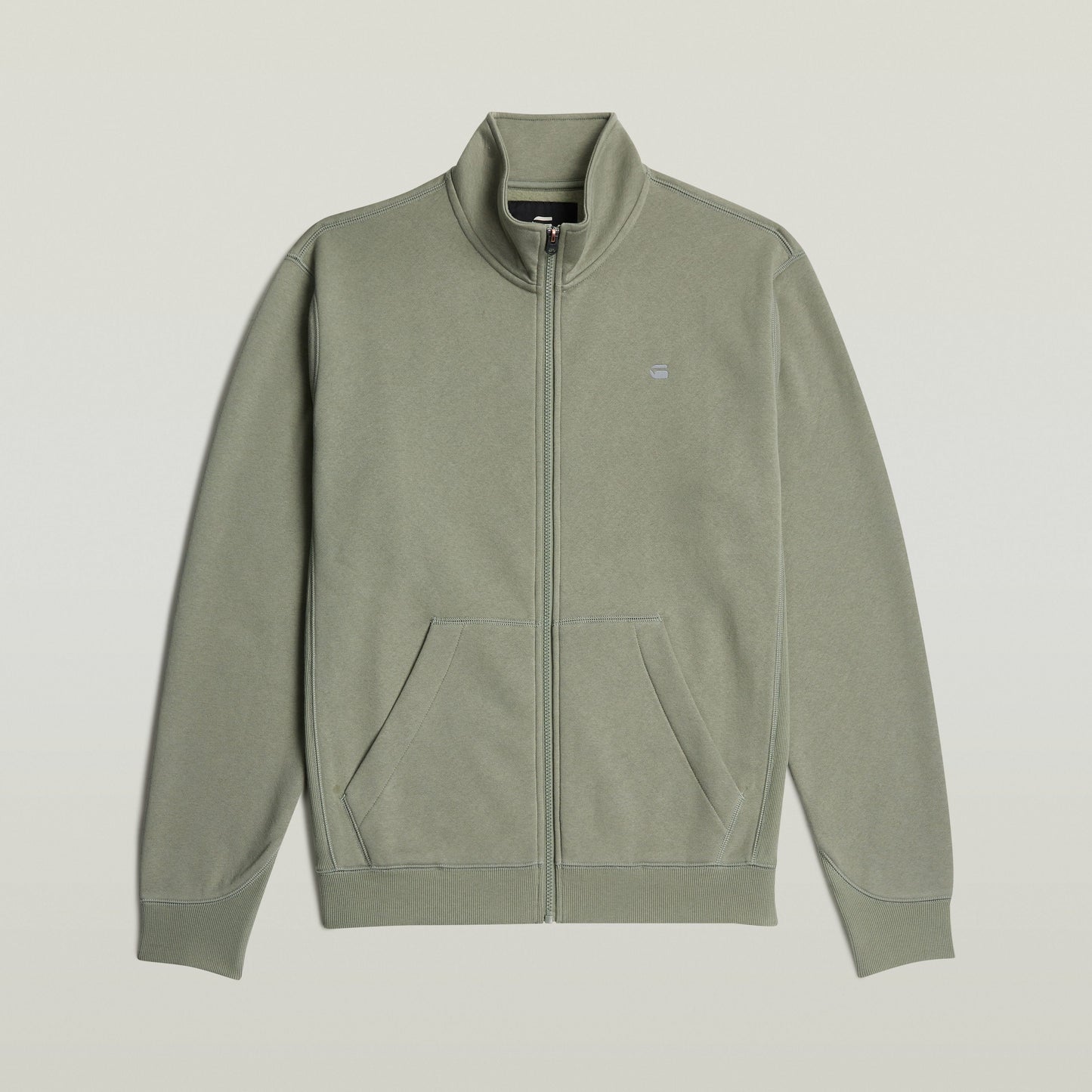 Chaqueta deportiva Premium Core Track de G-Star en color verde con cuello alzado y cierre de cremallera.