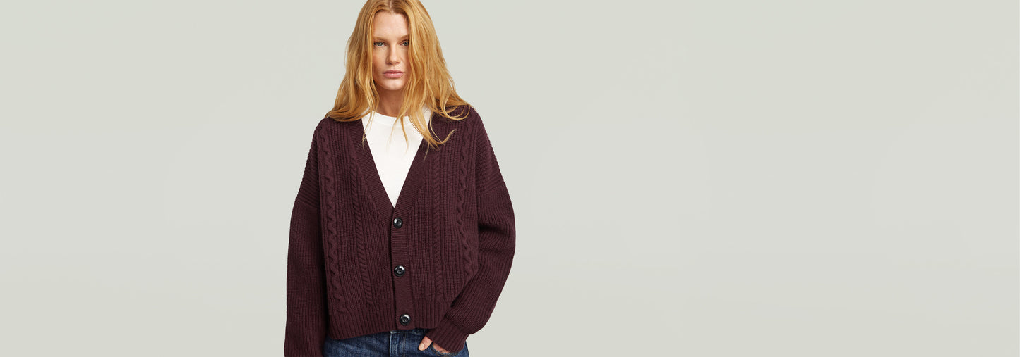 Cable Cropped Cardi Knit