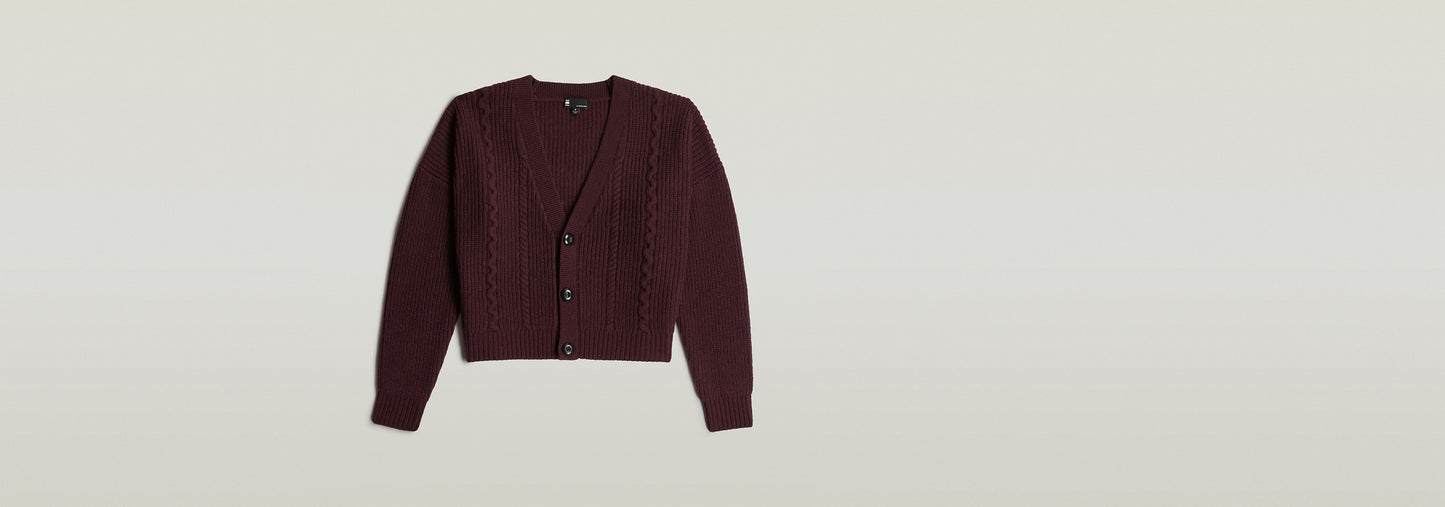 Cable Cropped Cardi Knit