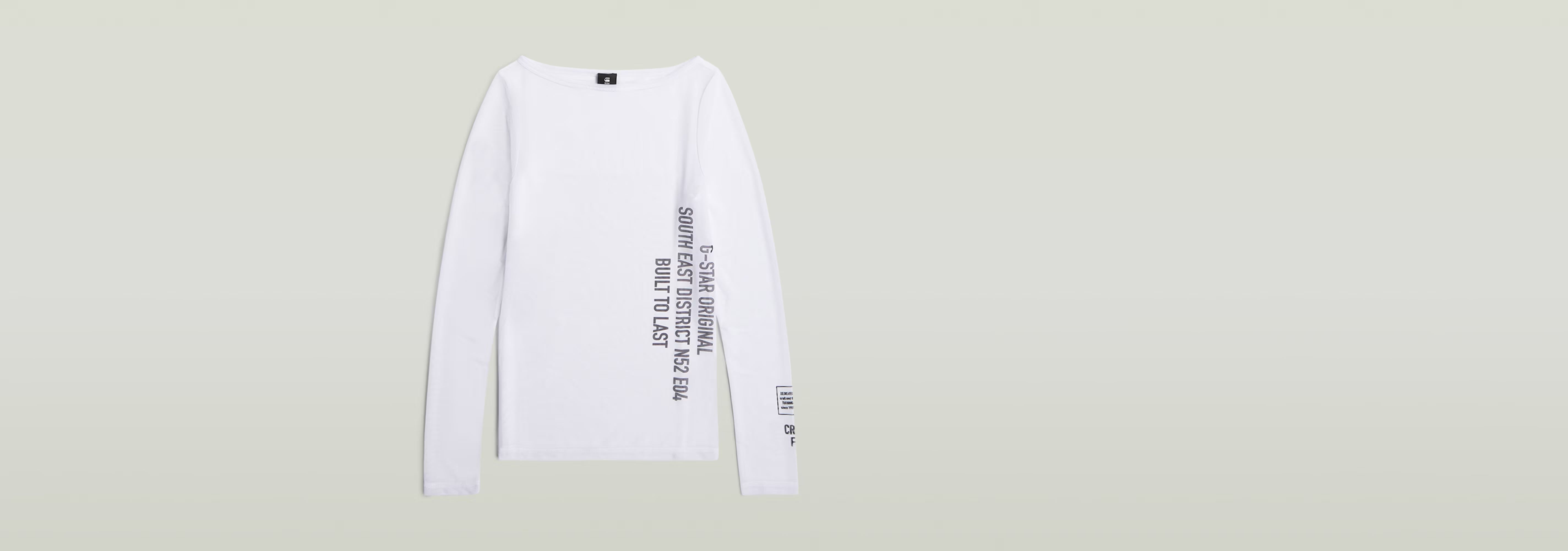 Camiseta Stencil Boat Slim de manga larga, cuello redondo y detalle gráfico en color blanco.