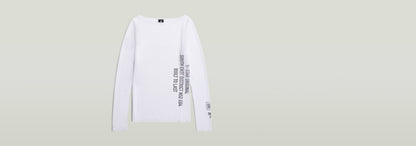 Camiseta Stencil Boat Slim de manga larga, cuello redondo y detalle gráfico en color blanco.
