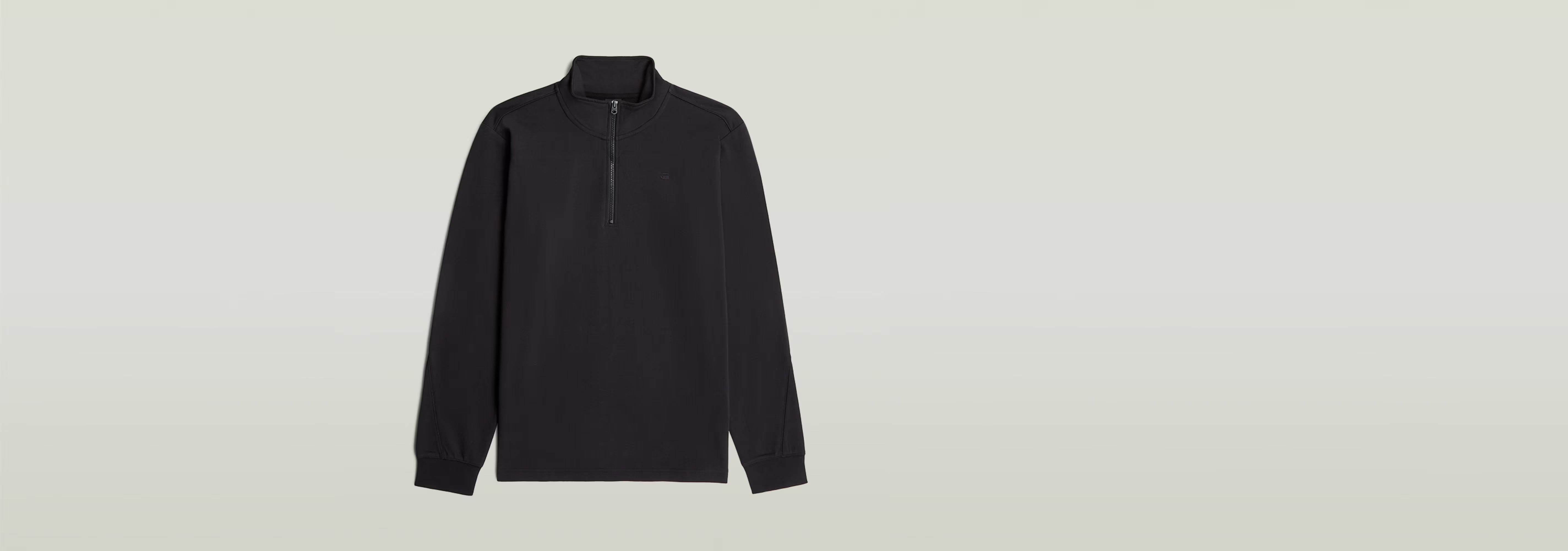 Camiseta Tweeter Half Zip Long Sleeve de manga larga con cuello alzado y cierre de cremallera, color negro.