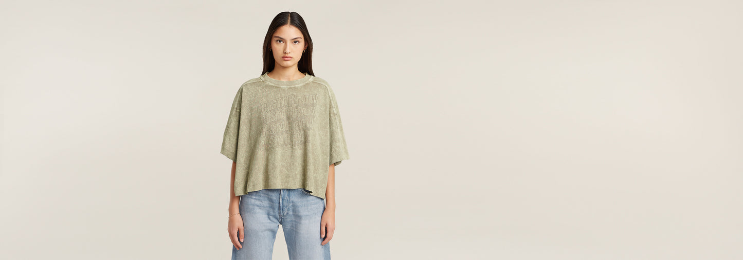 Camiseta Washed Multi Logo Oversized