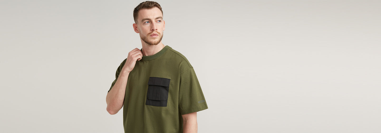 Camiseta Woven Mix Pocket Loose