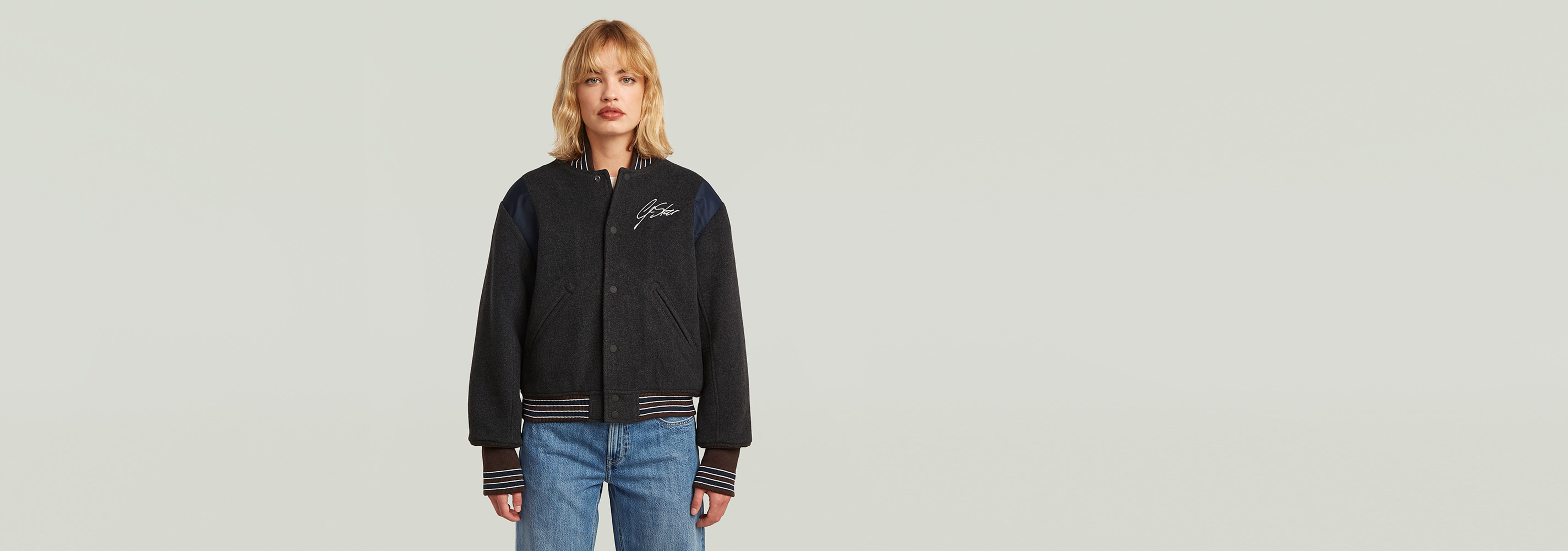 Cazadora Cropped Bomber Varsity