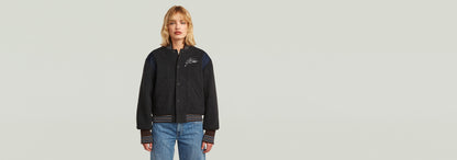Cazadora Cropped Bomber Varsity
