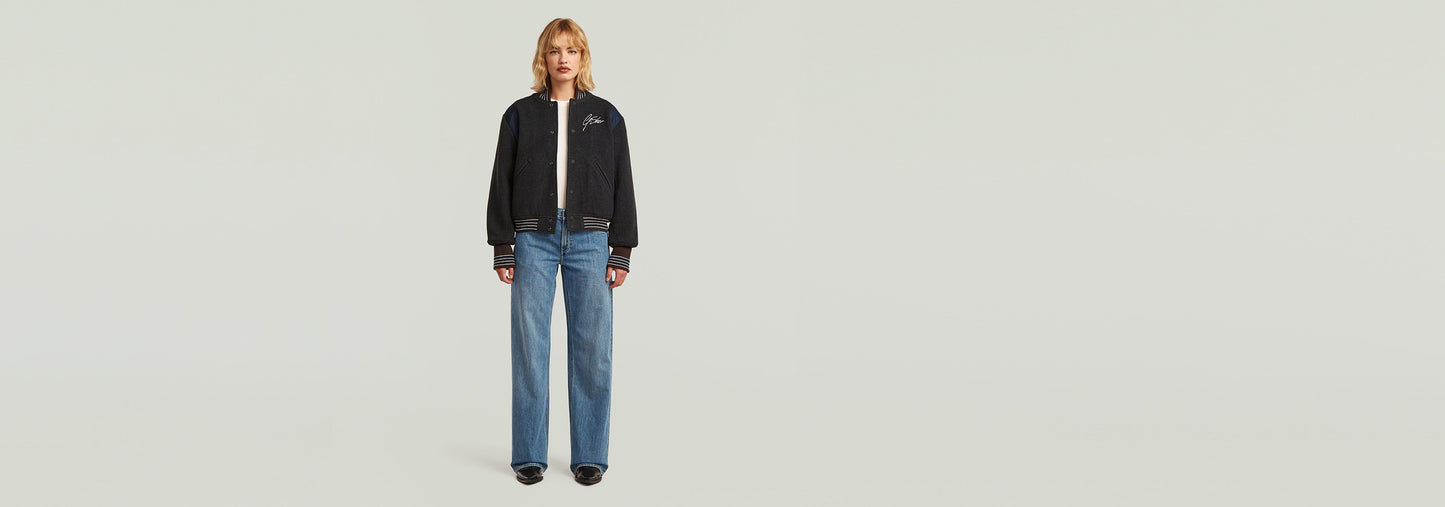 Cazadora Cropped Bomber Varsity