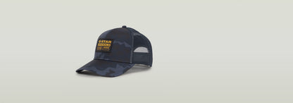 Gorra unisex Baseball Trucker con paneles de malla y etiqueta de G-Star Originals en color camuflaje.