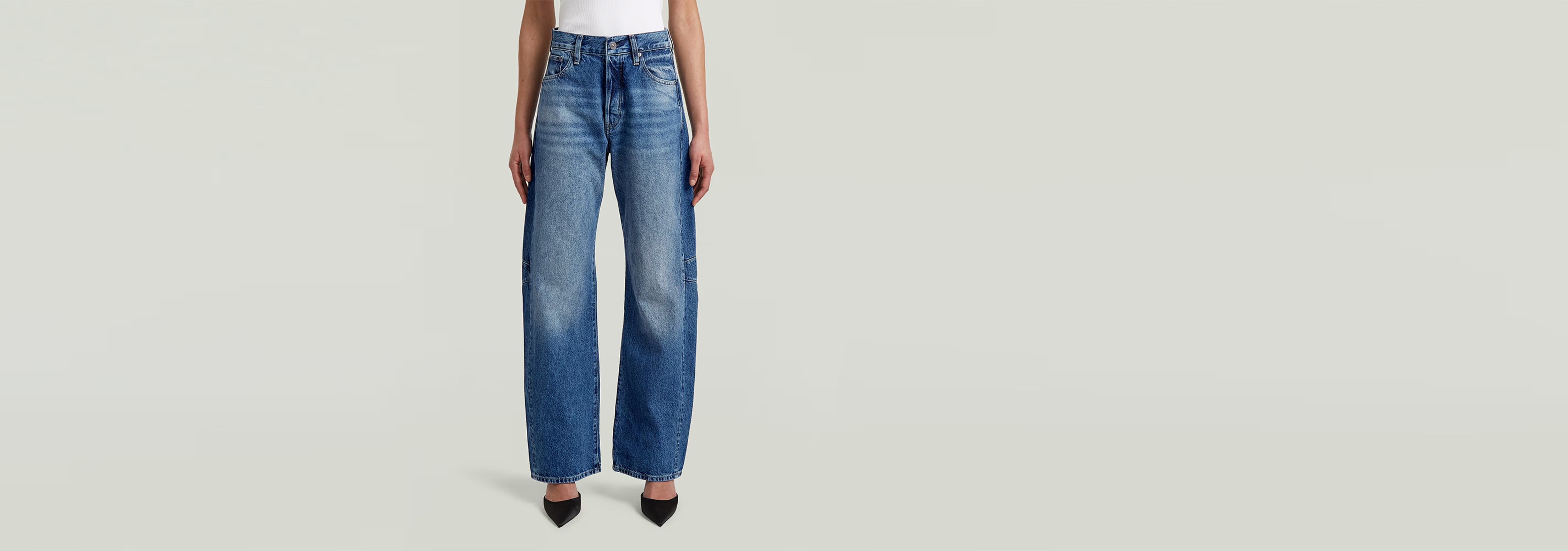 Jeans Bowey Barrel, pantalones de tiro bajo y pierna holgada, diseño 3D, 100% algodón, de la colección Anatomic Denim.