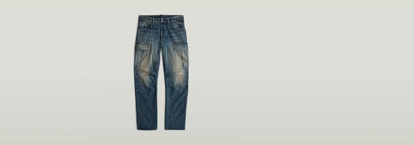Jeans Contor Regular Cargo en denim, diseño 3D, con cortes rectos y bolsillos cargo utilitarios