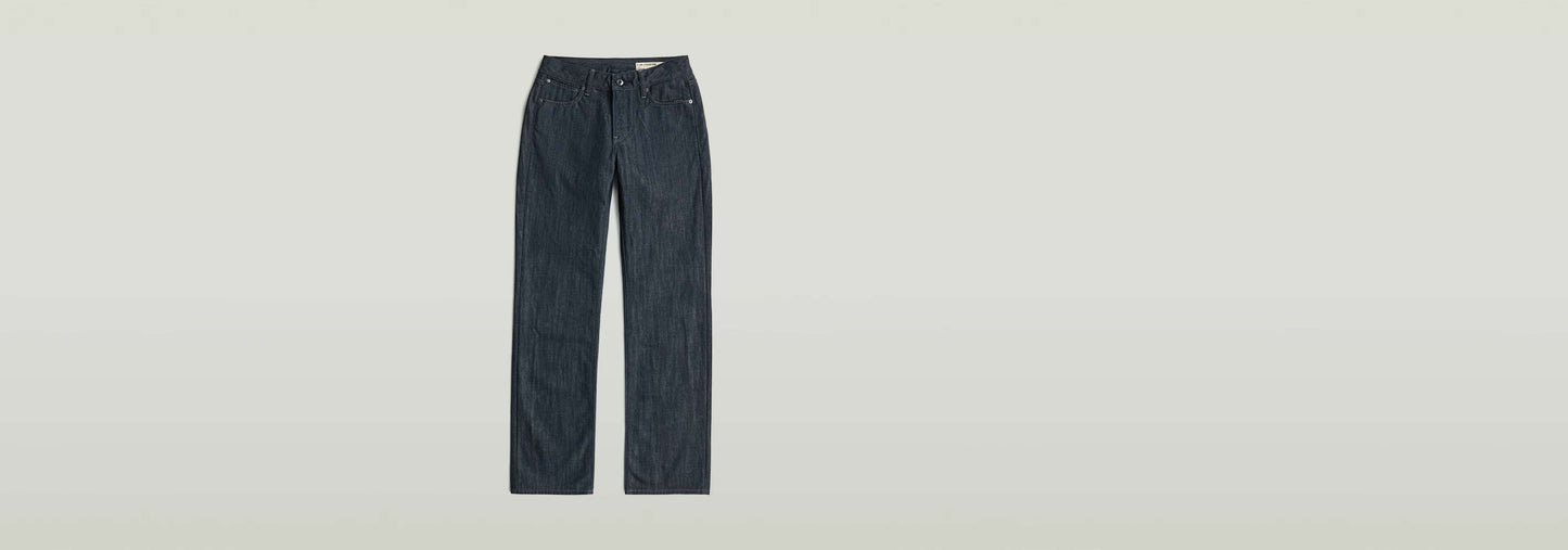 Jeans G-Straight de cintura media en denim greencast con acabado único y perneras rectas.