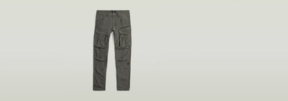 Pantalones Rovic Zip 3D Regular Tapered en color gris, con múltiples bolsillos y ajuste regular.
