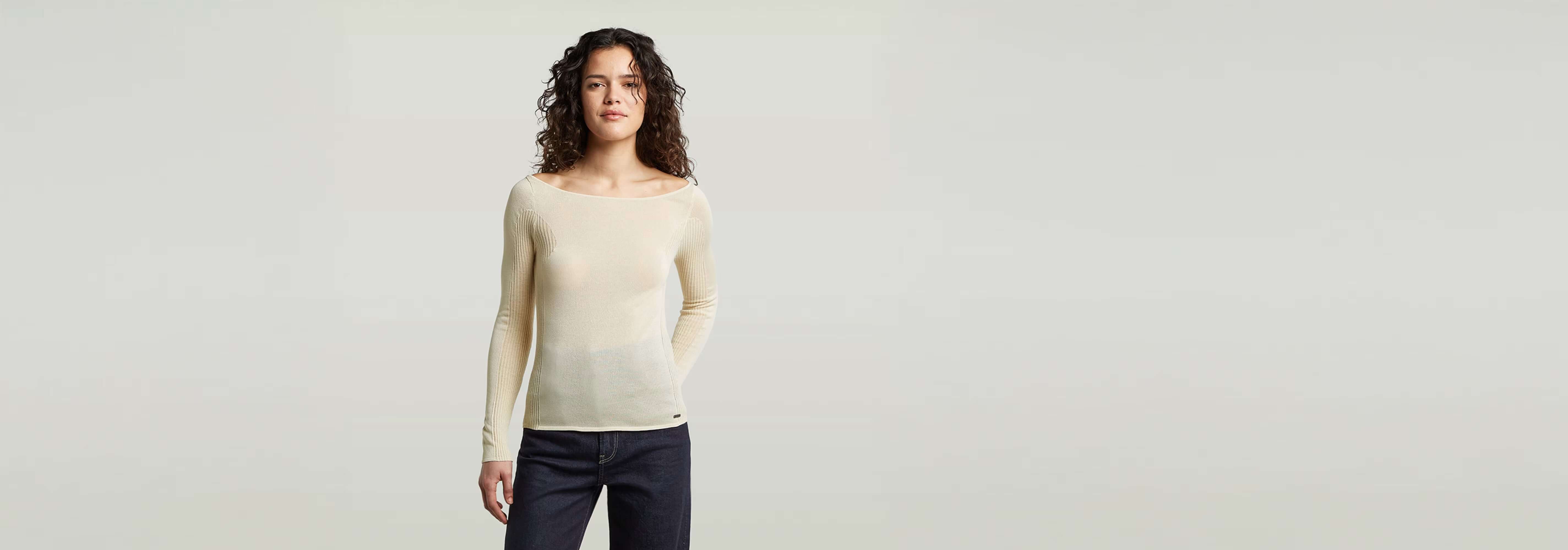 Punto ajustado Engineered Sheer: suéter de punto ligero con corte ajustado y mangas largas.