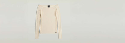 Punto ajustado Engineered Sheer suéter de punto refinado color crema con corte ajustado y mangas largas.