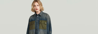 Sobrecamisa con paneles en diseño de bloques de color y ajuste extragrande, perfecta para un look contemporáneo.